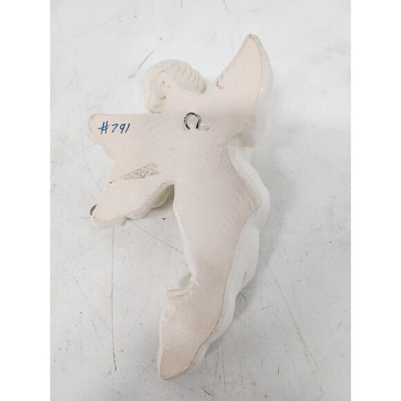 Vintage Large Cherub Angel Playing Flute Wall Hanging Ceramic Figurine Statue - Picture 3 of 5